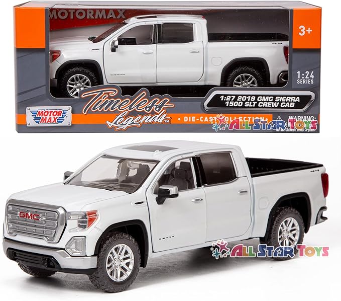 2019 GMC Sierra 1500 SLT Crew Cab 4x4 Pickup Truck with Sunroof White Timeless Legends Series 1/24-1/27 Diecast Model Car by Motormax 79361