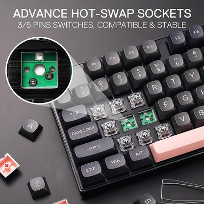 Redragon K556 Wired RGB Mechanical Gaming Keyboard, 104-Key Aluminum Board | Rock-Solid Metal Build, 20 Backlits for Immersive ESports Vibe, Hot-swap Creamy Custom Linear Switch, PBT Round Keycaps