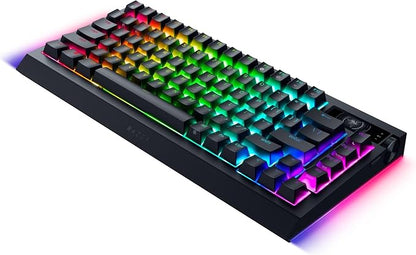 Razer BlackWidow V4 Pro 75% Wireless Gaming Keyboard, Orange Switches | Tactile & Quiet Switches, OLED Display, Hot Swappable, 4K Hz Wireless, Bluetooth, Command Dial, Chroma RGB, Razer Snap Tap