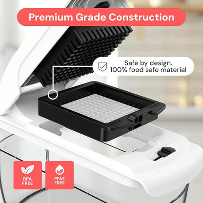 Fullstar Pro Original Vegetable Chopper Kitchen Prep Tool | 2 in 1 Veggie Slicer, Onion & Fruit Cutter with Sharp Stainless Steel Blades & Container, All-in-One Food Prep Tool (White)