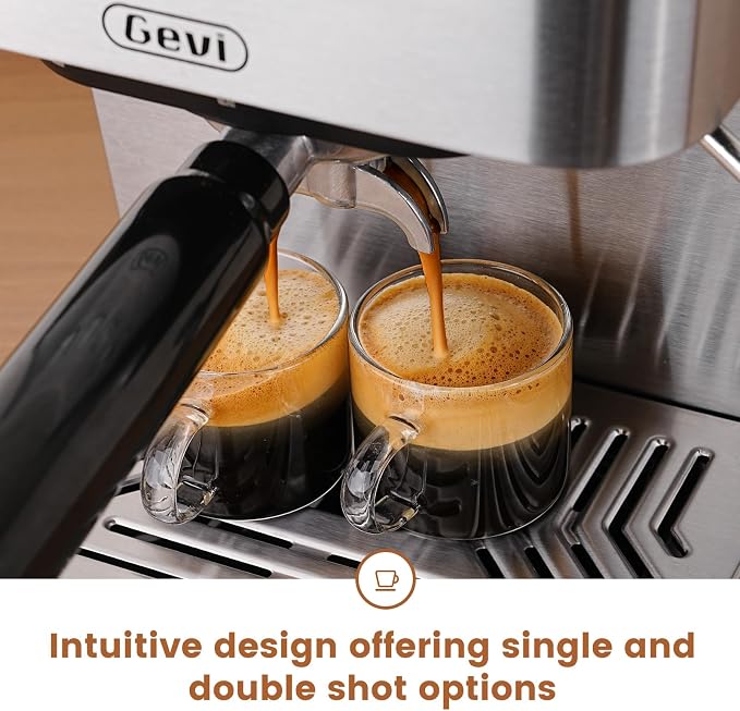 Gevi 20 Bar Espresso Machine, Programmable Coffee Maker with Milk Frother | Budget under$100; Removable Water Tank; Produce Good Crema; Include Necessary Accessories; Can Make Americanos; Easy to Clean