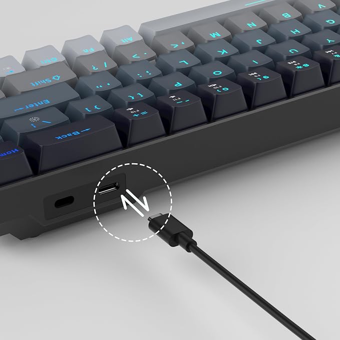 MageGee Portable 60% Mechanical Gaming Keyboard, RGB Backlit Compact 68 Keys Mini Wired Office Keyboard with Red Switches for Laptop PC Mac - Gradient Black