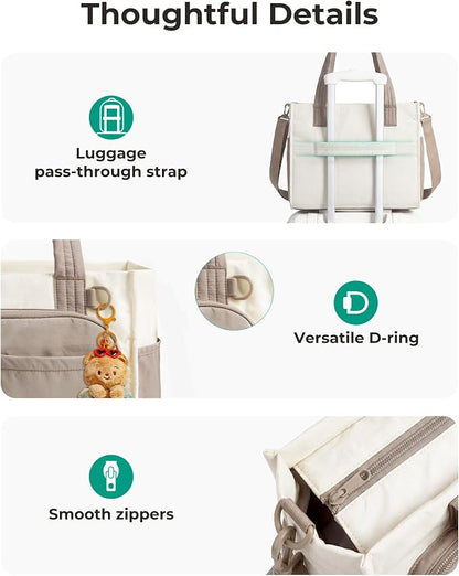 BAGSMART Small Tote Bag for Women, 13'' Laptop Canvas Work Bag with Zipper | 30oz/40oz Tumble & 11 Pockets Travel Tote, Teachers/Nurses, Lightweight Canvas or Water-Resistant Puffer Taslon Crossbody Bag