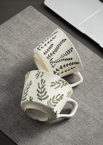 Handmade Ceramic Vintage Coffee Cup, 12oz Porcelain Mug 1 pc, Novelty Coffee Mugs Stoneware, Dishwasher & Microwave Safe, Cup for Coffee, Tea, Hot Chocolate, Housewarming Gifts for Women Men