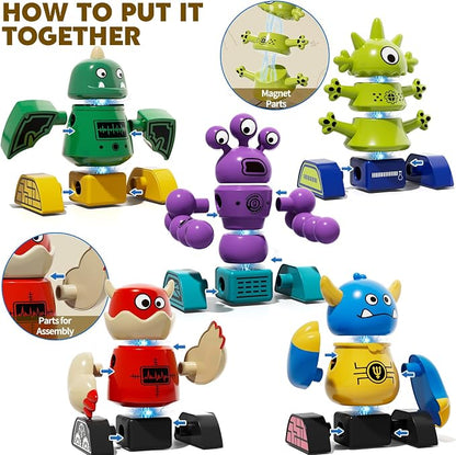 TEMI Magnet Robot Toy for Kids 3-5 Years Old | Monster Magnet Toys Stacking Transform Toys with Storage Box, Set for 3 4 5 6 7 Years Old Boys, Christmas and Birthday Gifts