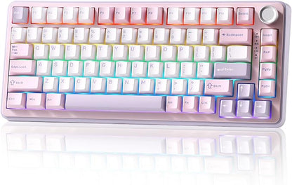 YUNZII B75 PRO 75% Wireless Mechanical Keyboard (Purple, Milk Switch) | Hot Swap Keyboard with Knob, Gasket Mount, Creamy Pre-lubed Switch for Smooth Typing, BT/USB-C/2.4G, for Gaming