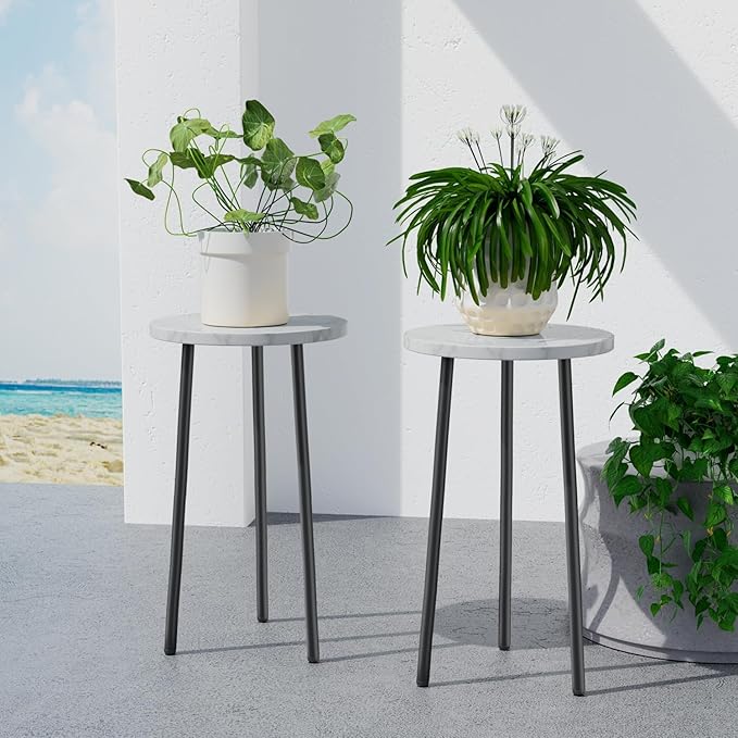 Plant Stand Indoor Outdoor: 2 Pack Indoor Plant Stand 20'' Convertible Multi-purpose Holder - Mid Century Modern Decor - Tall Plant Table for Living Room/Balcony/Garden/Patio