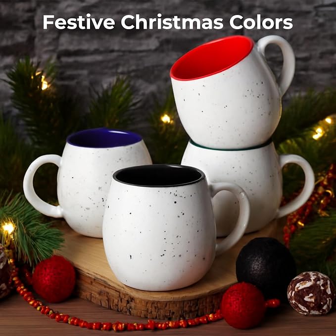 LIFVER 20 Ounces Coffee Mugs Set of 4, Large Ceramic Coffee Mugs with Handles for Coffee Tea Hot Cocoa, Espresso Cups Gifts for him her, Jumbo Soup Mugs Set of 4