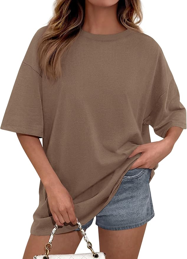 PRETTYGARDEN Womens 2026 Spring Going Out Tops Casual Short Sleeve Crewneck Loose Fit Basic Oversized T Shirts Summer Outfits