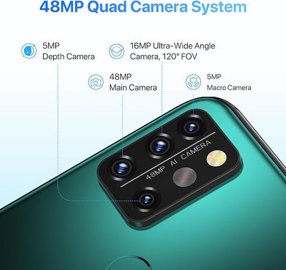 UMIDIGI A9 Pro Cell Phone, Helio P60, 8GB+128GB Expandable 256GB, 6.3 Inch FHD Touch Screen, Double-Sided 2.5D Curved Glass, 48MP Quad Camera, 4150mAh, Dual SIM 4G Volte