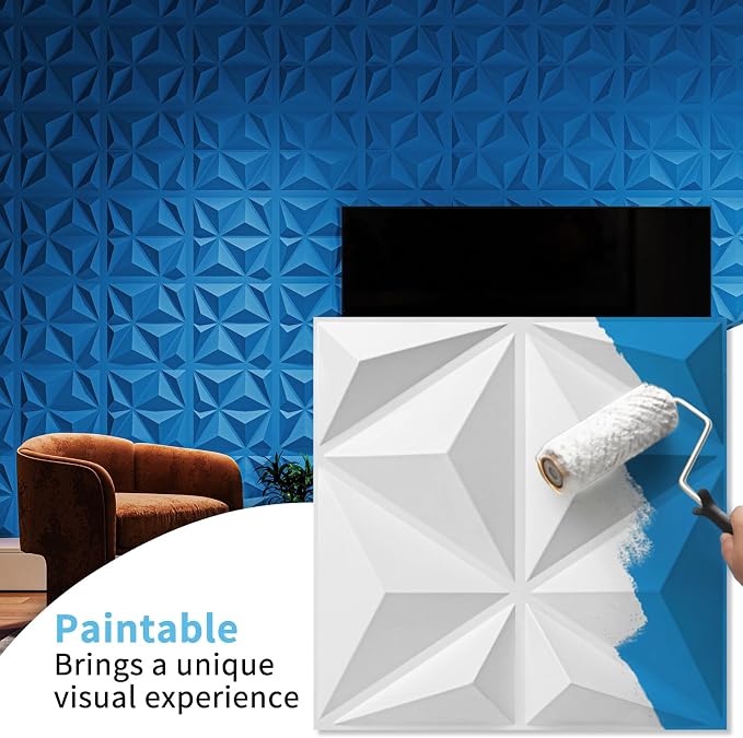 Art3d 20 Pack Decorative 3D Wall Panels, 19 Sq.Feet PVC Interior Wall Décor, 11.8"x11.8", White