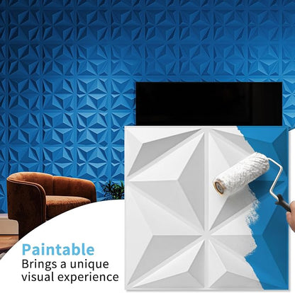 Art3d 20 Pack Decorative 3D Wall Panels, 19 Sq.Feet PVC Interior Wall Décor, 11.8"x11.8", White