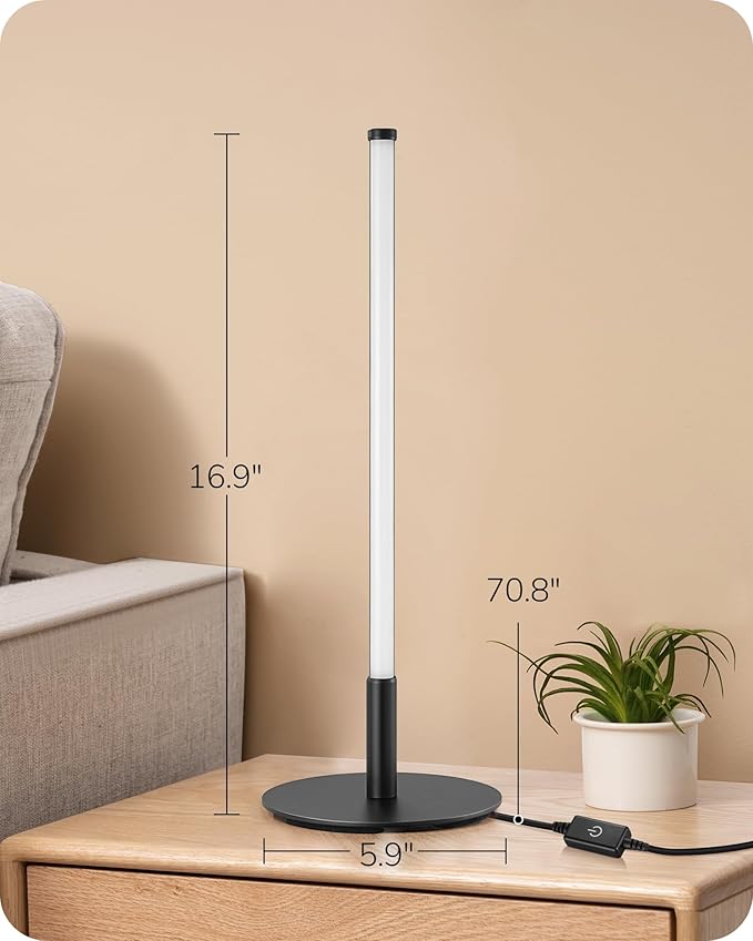 EDISHINE Upgraded LED Table Lamp Set of 2, Stepless Dimmable Bedside Lamps with Metal Finish & 3 Color Temperature, 6W Modern Desk Lamps, Black Nightstand Lamp for Bedroom, Living Room, Corner, Gift | Stepless Dimmable, Metal Finish, 3 Color Temperatur...