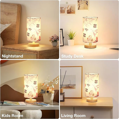 Fenmzee Small Table Lamps (Butterfly Cream Shade, 9" Inline Control) | 3000K LED Blub Included | 680 Lumens | Easy Assembly | Minimalist Design | E26 | for Kitchen | for Kids Room