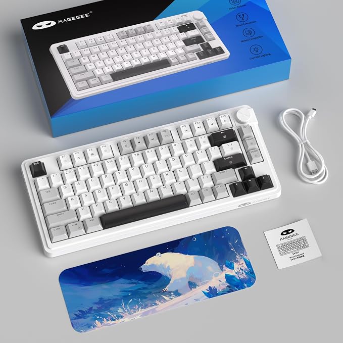 MageGee 80% Gaming Keyboard, RGB Backlit Wired Mechanical Feel Keyboard with Volume Knob, 80 Keys Compact USB Keyboard, 19-Key Rollover, Multimedia Keys for PC, Computer, Laptop, Windows