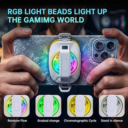 Cell Phone Cooler for Gaming, Magnetic Portable Rechargeable Battery Mobile Phones Radiator, Cellphone Fan Cooler with RGB Lights for iPhone Series, iPad Pro Tablet, Android, TikTok Live