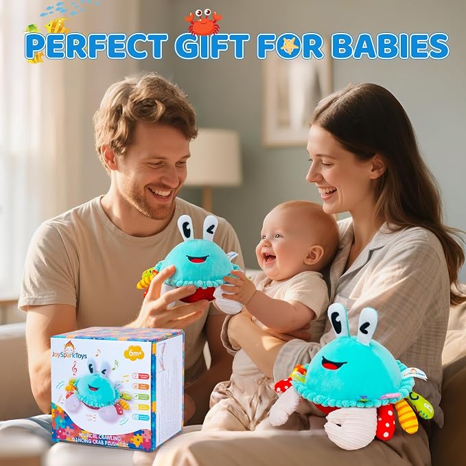 Baby Toys 12-18 Months, Musical Crawling Crab Baby Plush Toy, 50 Songs & Recording Feature, Dancing Bouncing Interactive Baby Sensory Toddler Toys 6-12 Months, Tummy Time Toys for 1 Year Old Gift