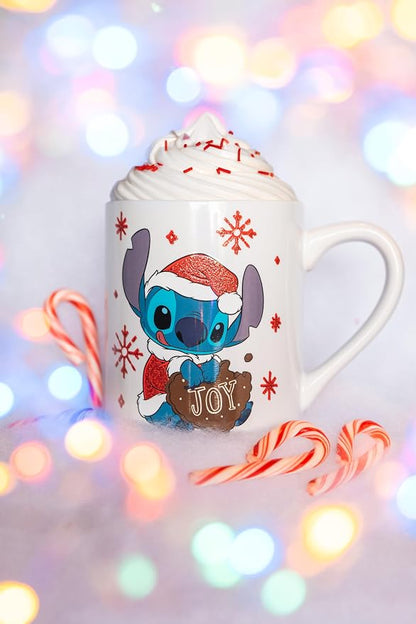 Silver Buffalo Disney Lilo and Stitch Santa Glitter, Ceramic Mug, 14oz | Dressed as, Christmas, Holiday Joy, 0.4 Liters