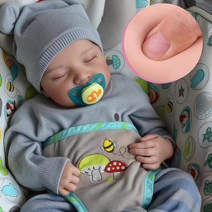 JIZHI Lifelike Reborn Baby Dolls - 17 Inch Realistic Newborn Baby Doll Real Life Realistic Baby Dolls Poseable Body Sleeping Baby Boy with Feeding Kit for Children 3+