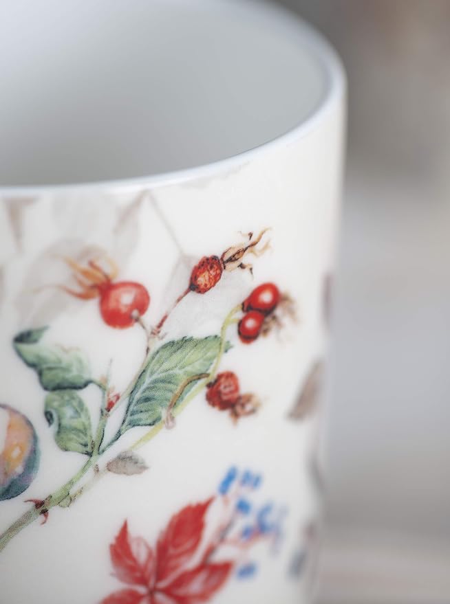 Maison d' Hermine Coffee Mug with Handles Tea Cups (12 Ounce, Pack of 2) | Fine Bone China Coffee Mugs for Hot Beverages Cappuccino Latte Home Restaurant Hotel Spring Summer -Equinoxe - Beige