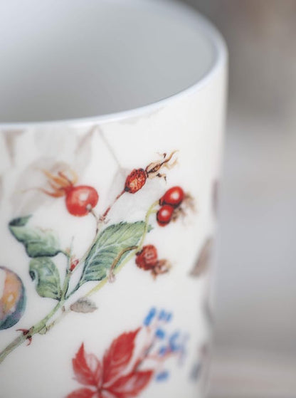 Maison d' Hermine Coffee Mug with Handles Tea Cups (12 Ounce, Pack of 2) | Fine Bone China Coffee Mugs for Hot Beverages Cappuccino Latte Home Restaurant Hotel Spring Summer -Equinoxe - Beige