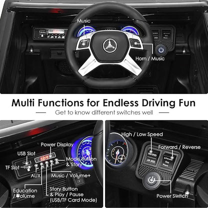 Costzon Ride on Car, Licensed Mercedes-Benz Maybach, 12V Battery Powered Vehicle Toy w/ 2 Motors, Remote Control, 3 Speeds, Lights, Horn, Music, Aux, Storage, Truck, Electric Car for Kids (Black)