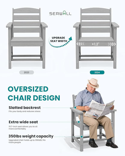 SERWALL Patio Dining Chair Set of 2, Light Gray