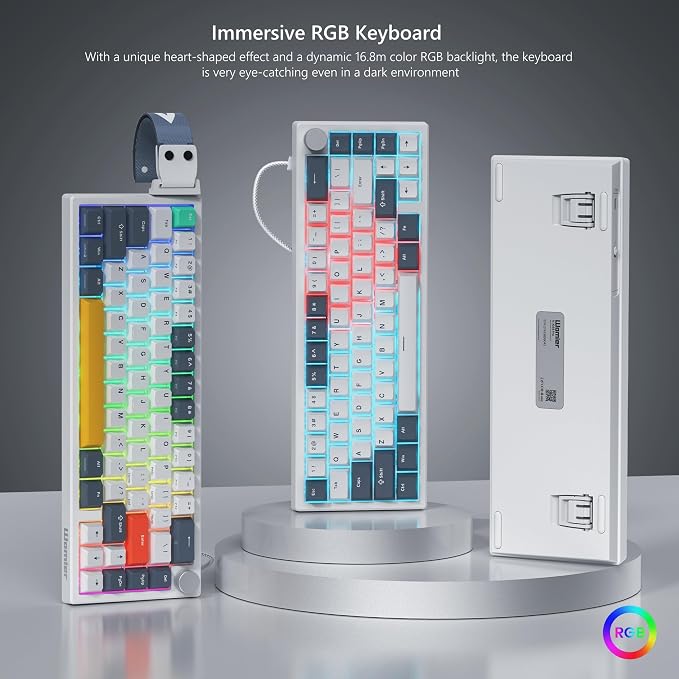 Womier 60% Gaming Keyboard Wired, Creamy Mechanical Keyboard QMK/VIA | Hot Swappable Gasket Mount RGB Key board & Translucent Keycaps POM Linear Switch for Windows/MAC (VK66 PRO White)