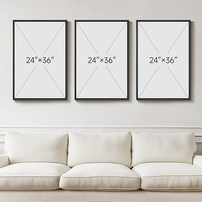 Large 3D Textured Framed Black and White Abstract Wall Art for Living Room, 3 Piece Modern Artwork for Walls, Minimalist Black White Texture Paintings for Hallway Office Wall Decor 24x36 In