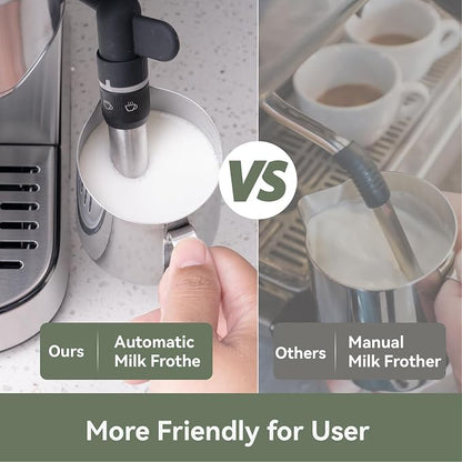 Gevi 20 Bar Espresso Machine with Milk Frother,Compatible with Pods&Ground | Compatible with Nespresso Pods&Ground; Built-in pressure gauge; Removable Water Tank; Make Americanos、Latte; Easy to Clean;