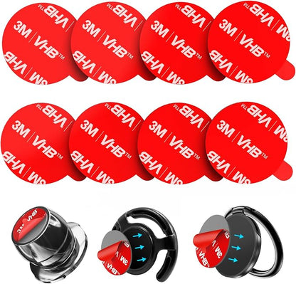 pop-tech Sticky Adhesive Replacement for Magnetic Car Mount, 8PCS Circular Heat Resistant Double Sided Strong Sticker Pads for Magnet Cell Phone Stand & Finger Ring Holder & Socket Grip Base