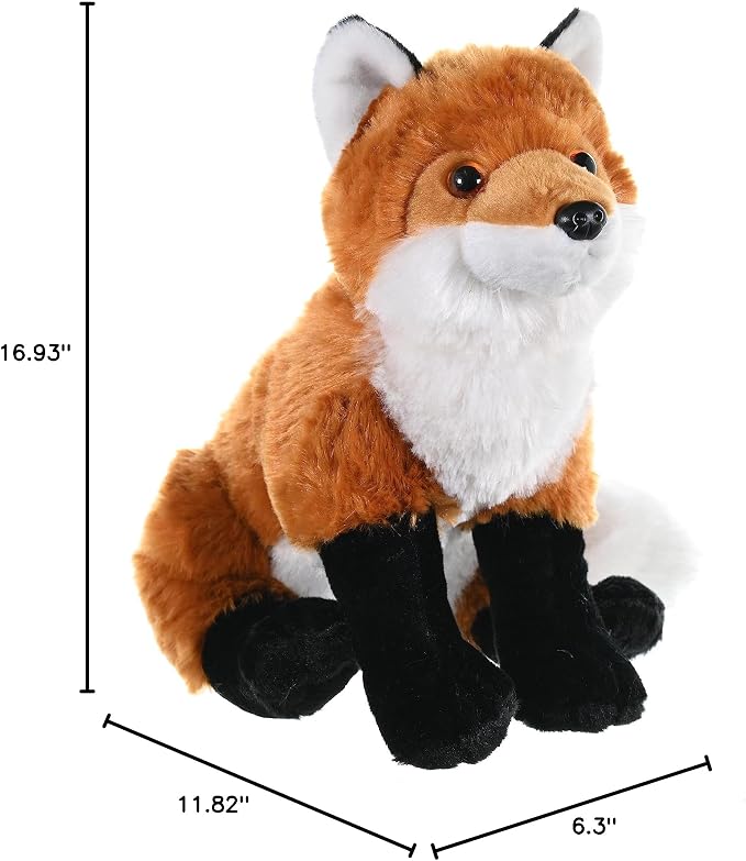 Wild Republic Red Fox Plush, Stuffed Animal, Plush Toy, Gifts For Kids, Cuddlekins 12" (10944)