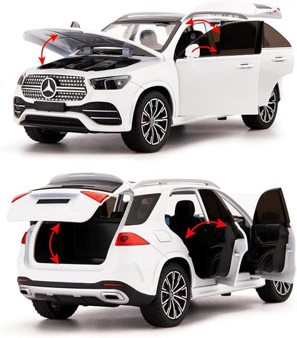 WAKAKAC Compatible for 1/24 Alloy Die-cast GLE 350 Toy Car with Sound and Light Pull Back Collection Model Car for Kids Gift （White）