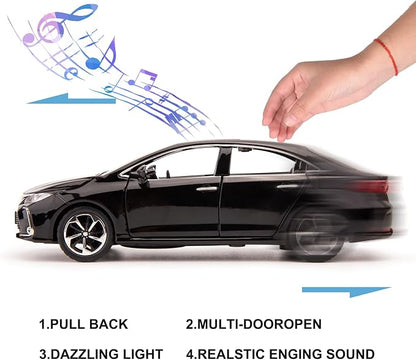 BDTCTK Compatible for 1:32 Corolla Model Car, Zinc Alloy Pull Back Toy Car with Sound and Light for Kids Boy Girl Black