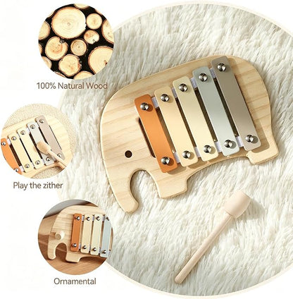 Lovely Xylophone for Toddlers, Early Childhood Development Musical Instruments for Toddlers, Wooden Xylophone for Kids,Musical Instruments Toys for Preschool Percussion Learning (Elephant)