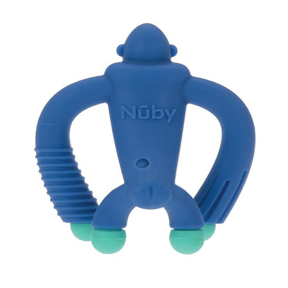 Nuby Geo Zoos Massaging Teether - Baby Teething Toy - Soft Easy Grip - 3+ Months - Blue Gorilla