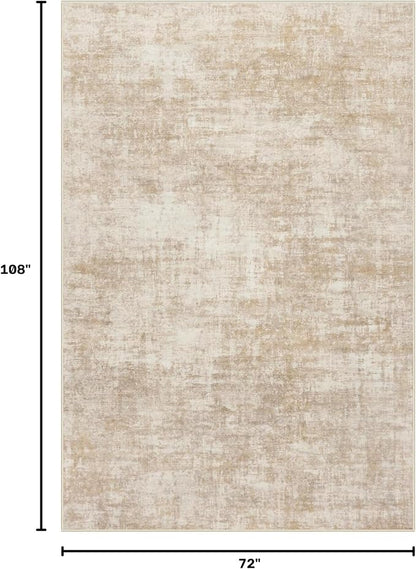 6x9 Area Rugs Washable Rug: Large Modern Abstract Living Room Rug Soft Anti-Skid Thin Carpet Indoor Floor Non-Shedding Carpets for Bedroom Dining Room Farmhouse Nursery Home Office Beige