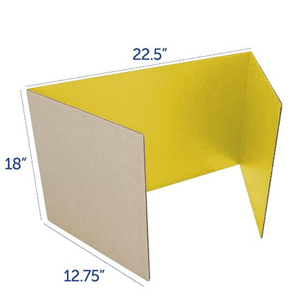 Flipside Products 18”x 48” Yellow Study Carrel, Privacy Boards, Student Privacy and Focus Booth for The Classroom, Desk Divider Cubby for Tests, Made in USA - 24 Pack