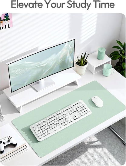YSAGi Leather Desk Protector, Office Mat, Large Mouse Mat, Non-Slip PU Leather Blotter, Laptop Pad, Waterproof Writing Pad for Office and Home (Pale Green, 23.6" x 13.8")