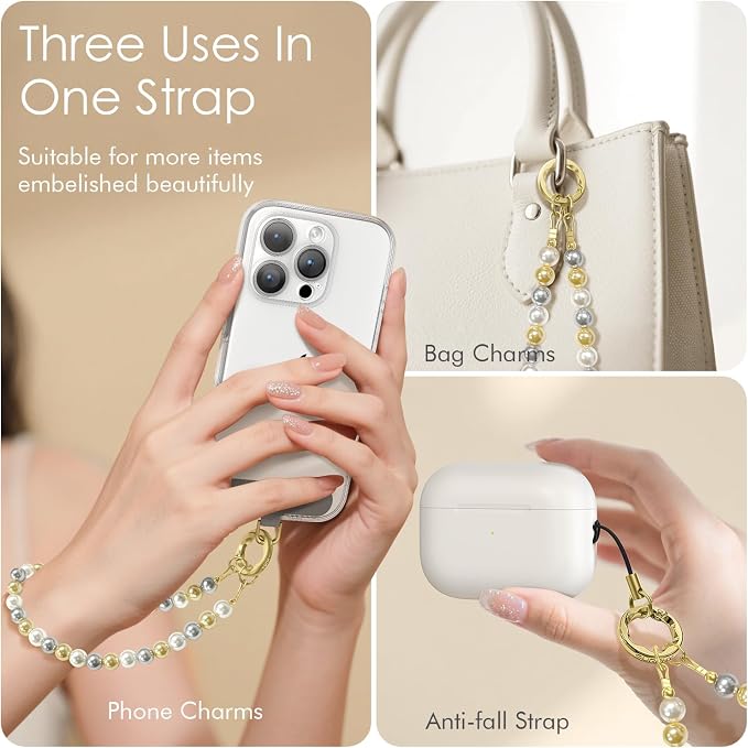 SURPHY Phone Charm, Handmade Beaded Phone Wrist Strap with Tether Tab | Phone Charm Strap, Phone Chain with Premium Metal Buckle, Wrist Strap Fits Cellphone Cases, Wallets, Bags, Keys