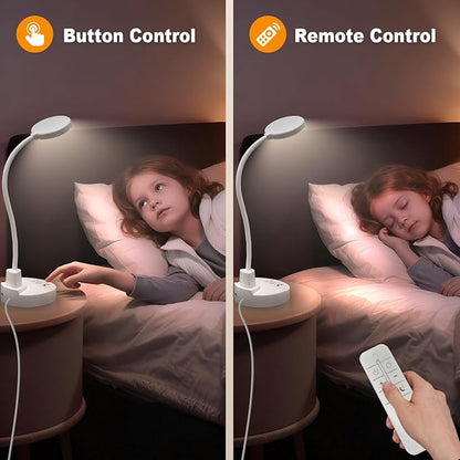 15W LED Desk Lamp with USB Charging Ports, [Button & Remote Control] Dimmable Table Lamp with 3 Color Modes, 5 Brightness Levels, 4 Timers, Flexible Reading Light for Home Office, Bedroom, Kids Study