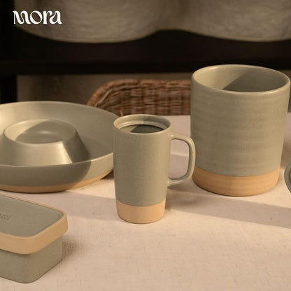MORA Ceramics Large Tea Mug with Loose Leaf Infuser and Ceramic Lid, 18 oz, Portable, Microwave, Dishwasher Safe, Tall Coffee Cup - Rustic Matte Ceramic Glaze, Modern Herbal Tea Strainer, Peppercorn