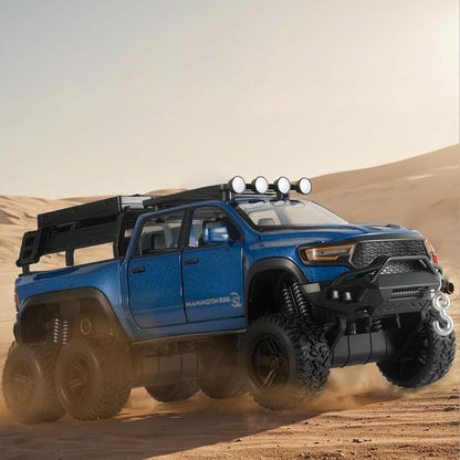 Toy Trucks for Boys 1/32 Diecast Trucks Mammoth Model Truck,Collectible Pickup Truck Model Kit,Pull Back Cars with Lights and Sounds,Toy Trucks for Boys Age 4-7（Blue）