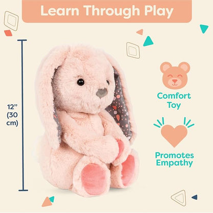 B. toys – 12-Inch Pink Plush Bunny – Huggable Stuffed Animal Bunny Toy – Soft & Cuddly – Washable – Newborns, Toddlers, Kids – 0+ Months