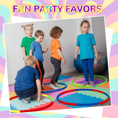 Sratte 12 Pcs Toy Hoop for Kid - Detachable & Adjustable Colored Hoop Exercise Ring Plastic Circle for Kid, Teen Gymnastics, Dog Agility Equipment, Require Self Assembly(Classic Color, 28 Inch)