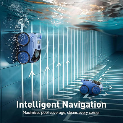 Cordless Robotic Pool Cleaner, 180 Mins Runtime Self-Parking Pool Vacuum for Above Ground Pools, Wall Climbing Automatic Pool Robot - NOT Suitable for Pools with Sharp Steps/Raised Drains