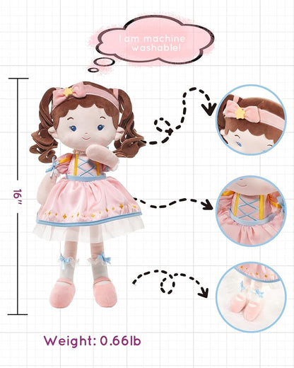 LeyaDoll Soft Baby Doll Toys (16''), My First Baby Rag Doll for 1 Year-Old Girl Birthday Gift, Christmas Plush Toys Gift for Toddler Kids Infants-Princess Twinkle