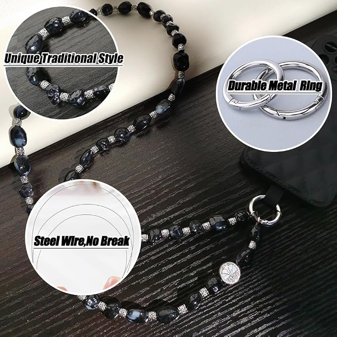 Phone Crossbody Strap, 2in1 Wrist Charm&Shoulder Lanyard,3Ways Usage free to Assembly and Disassembly Phone Strap with Tether Patches for Most Phones Bag Purse (M)