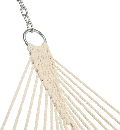 Castaway Living 13 ft. Double Traditional Hand Woven Cotton Rope Hammock – 2-Person, 450 lb Capacity, Free Extension Chains & Tree Hooks, Designed in The USA