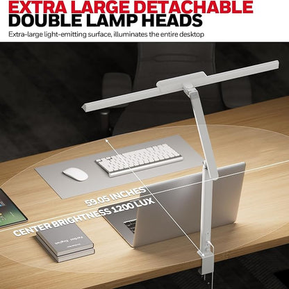 Honeywell HJ1 Sunturalux LED Clamp Desk Lamp 1200LM for Computer | CRI≥97, 4 Color Temps, Eye-Caring, Architect Task Lamp for Workbench, Reading, White